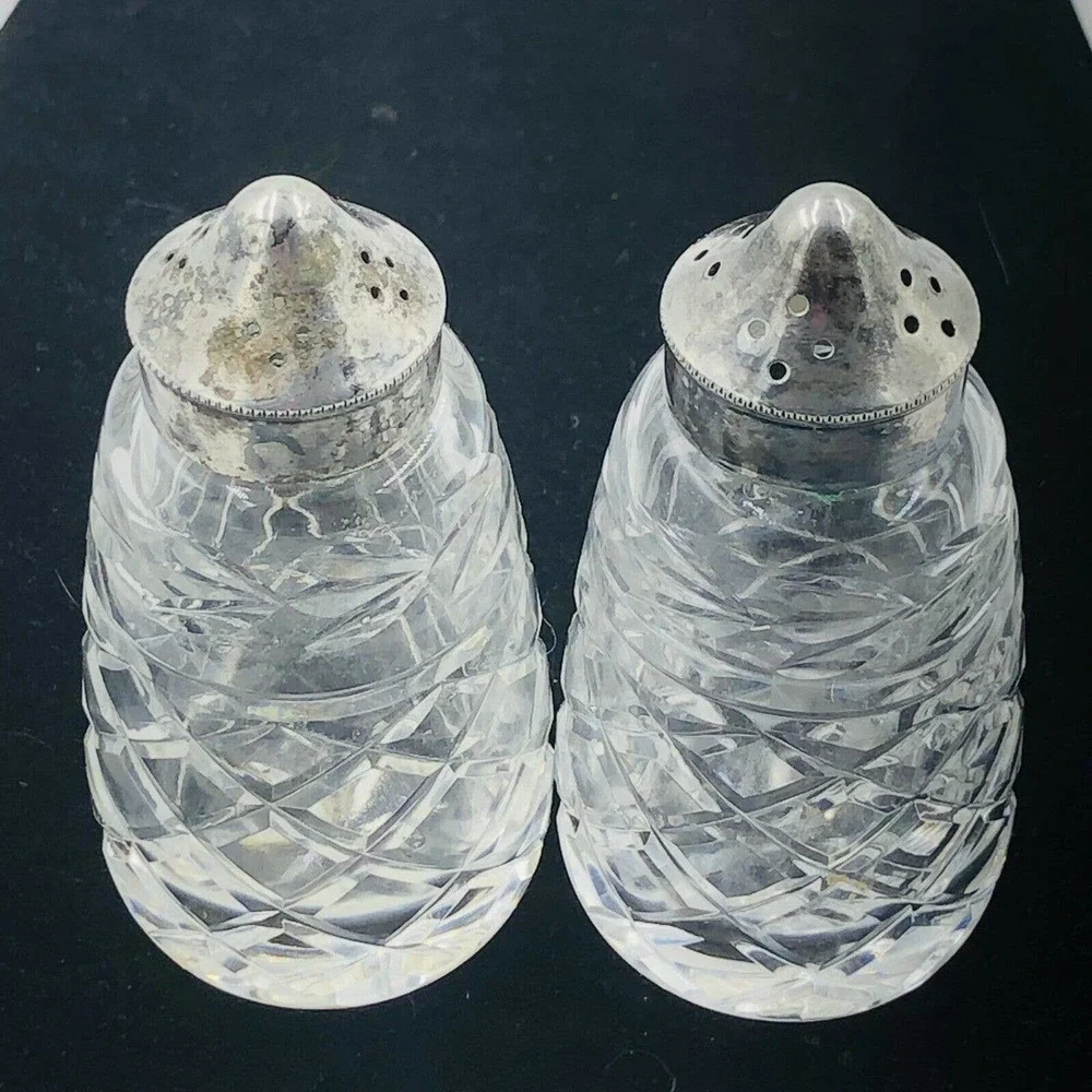 Signed Waterford Crystal Glandore EPNS Plated Salt and Pepper Shakers
